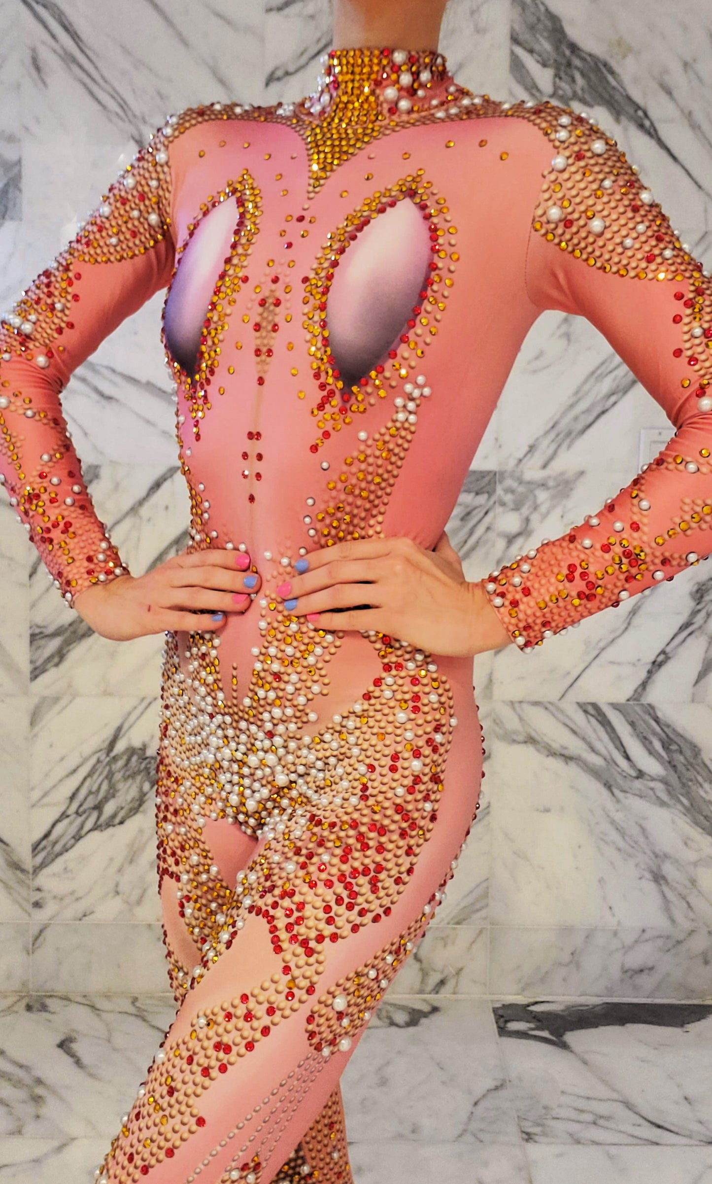 Rhinestone Costume Full Body Festival Aerial Acrobatics Catsuit
