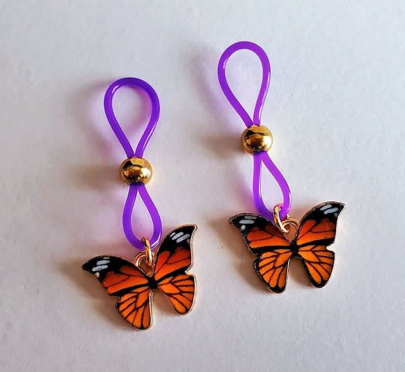 Butterfly Nipple Nooses, Fake Nipple Piercings for Women, Sexy BDSM Lingerie Jewelry
