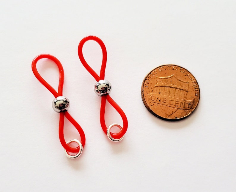 Red Non-Pierced Nipple Noose Lingerie Jewelry, Fake Nipple Rings