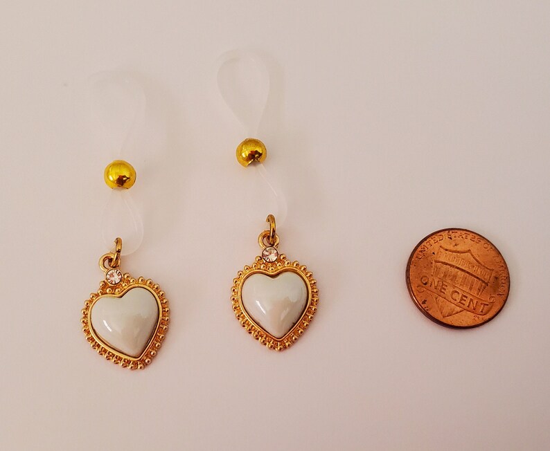 Heart Non-Pierced Nipple Rings, Fake Nipple Noose BDSM Lingerie Jewelry