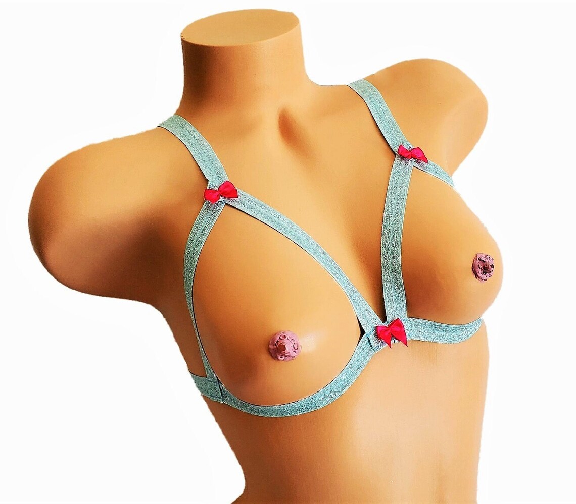 Glitter Lingerie Bra, Sexy Cupless Bra, Cut Out Cage Bra Ivy's Intimates Glitter Lingerie Bra, Sexy Cupless Bra, Cut Out Cage Bra Ivy's Intimates