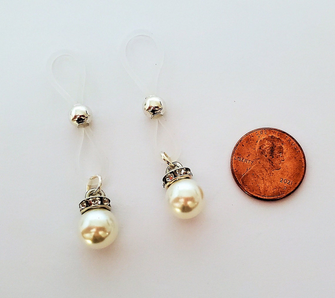 Pearl Lingerie Non-Pierced Nipple Jewelry, Erotic Fake Nipple Rings
