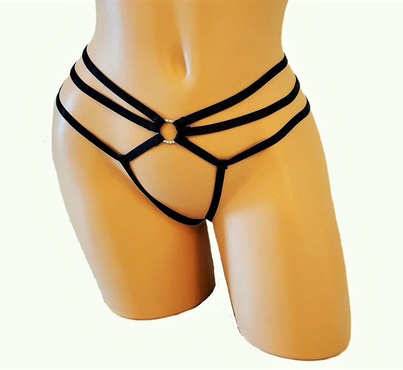 Strappy Bondage Open Crotch Thong Lingerie