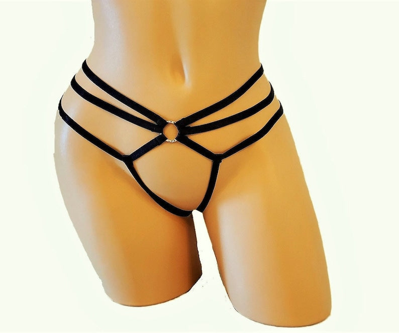 Strappy Bondage Open Crotch Thong Lingerie – Ivy's Intimates