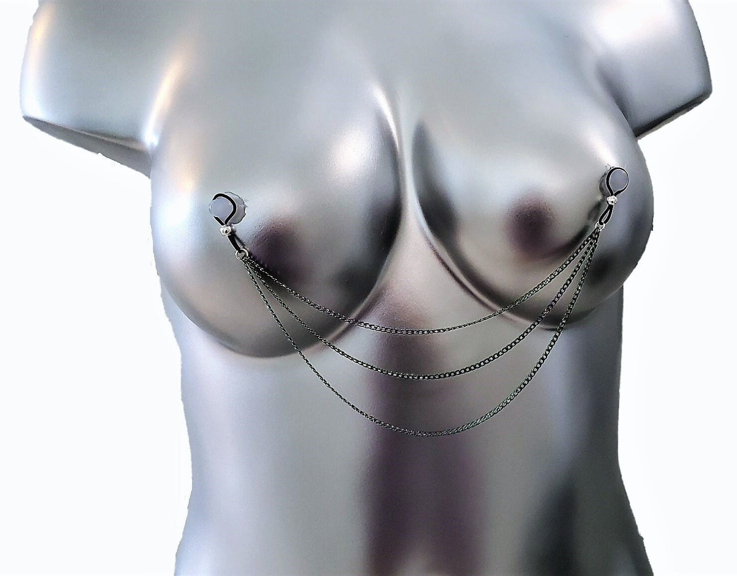 Multi-Color Non Pierced Nipple Chain, Adjustable Nipple Noose