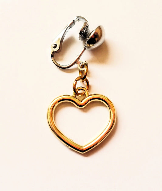 Gold Heart Clip On Clitoral Pussy Jewelry
