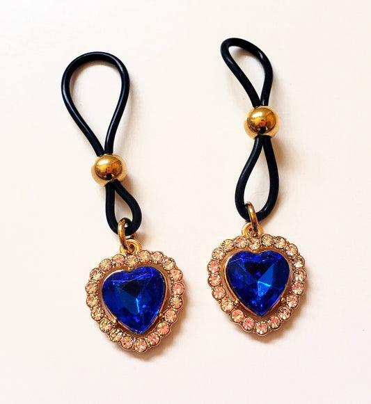 Rhinestone Heart Nipple Noose Fake Nipple Rings Jewelry