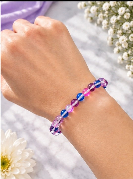 Multi-Color Glass Stretch Bracelet, Women's Jewlelry Gift