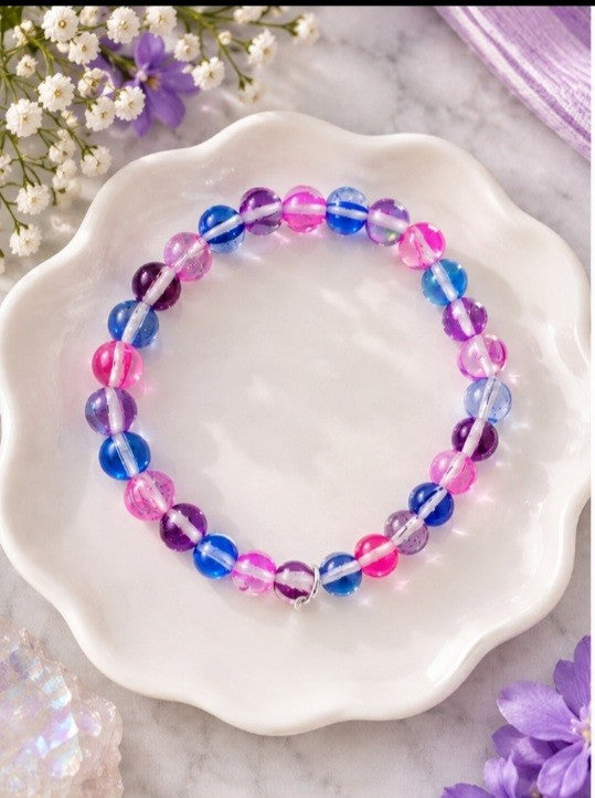 Multi-Color Glass Stretch Bracelet, Women's Jewlelry Gift