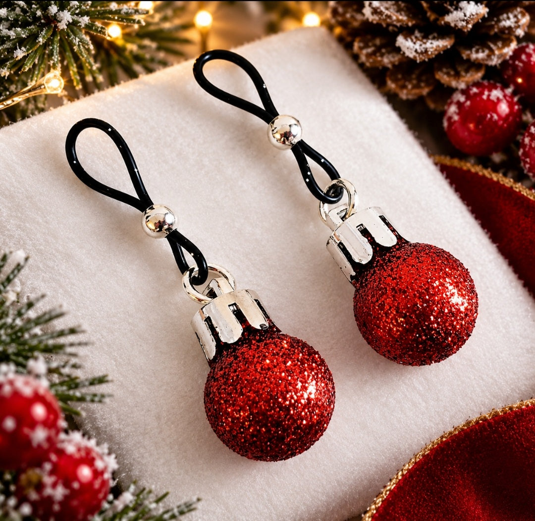 Sexy Christmas Non-pierced Fake Nipple Rings, Erotic X-Mas Nipple Noose Jewelry