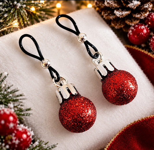 Sexy Christmas Non-pierced Fake Nipple Rings, Erotic X-Mas Nipple Noose Jewelry