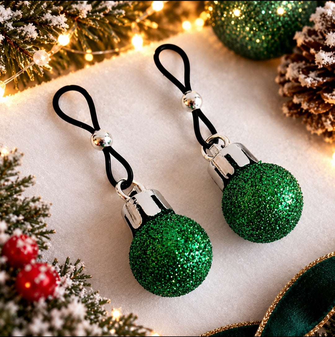 Sexy Christmas Non-pierced Fake Nipple Rings, Erotic X-Mas Nipple Noose Jewelry