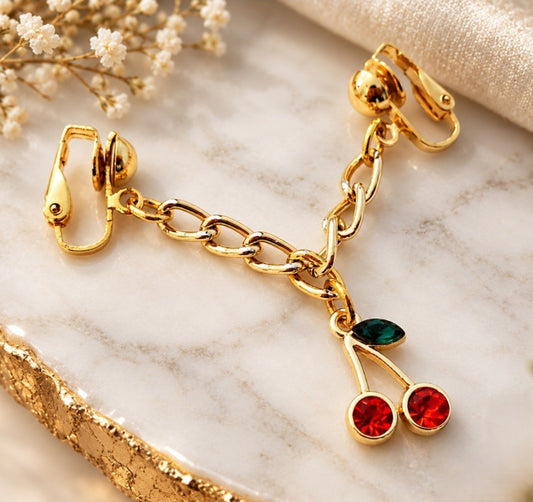 Cherry Pussy Jewelry, Rhinestone BDSM Labial Clip