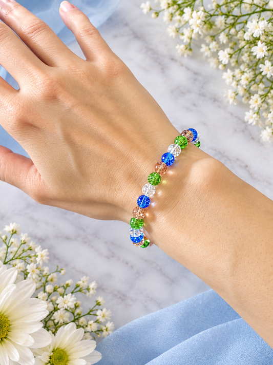 Multi-Color Glass Stretch Bracelet, Women's Jewlelry Gift