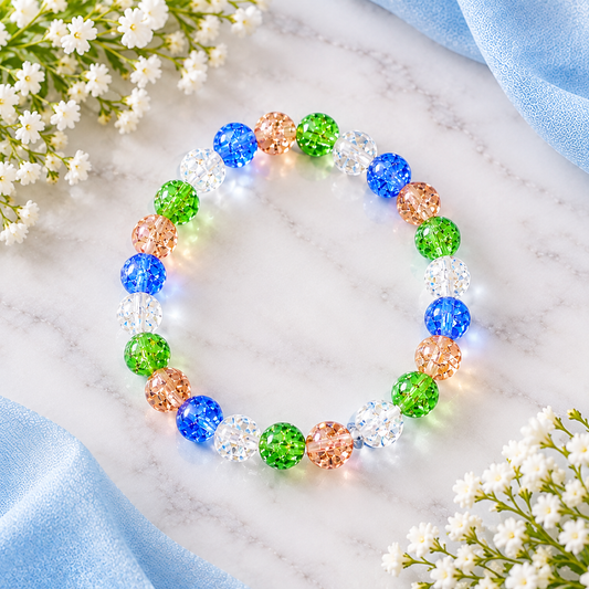 Multi-Color Glass Stretch Bracelet, Women's Jewlelry Gift