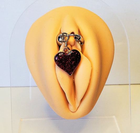 Glitter Heart Lingerie Clip On Pussy Jewelry Clit Clip