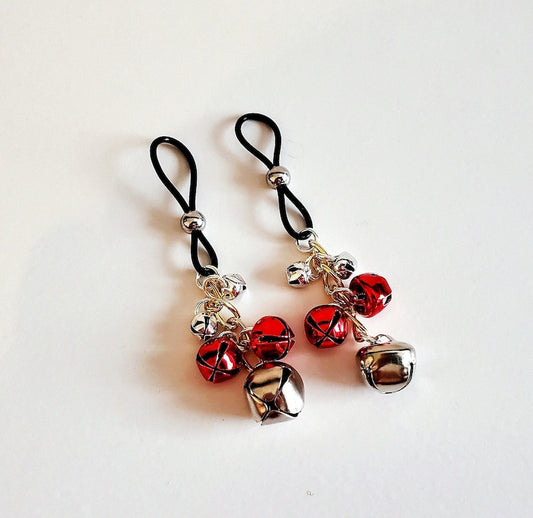 Jingle Bell Non-Pierced Nipple Noose Jewelry, BDSM Christmas Lingerie