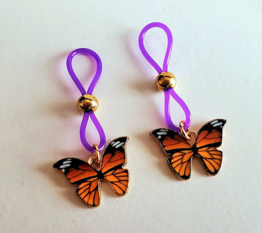 Butterfly Nipple Nooses, Fake Nipple Piercings for Women, Sexy BDSM Lingerie Jewelry