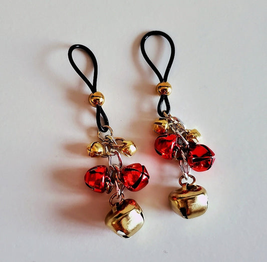 Jingle Bell Non-Pierced Nipple Noose Jewelry, BDSM Christmas Lingerie