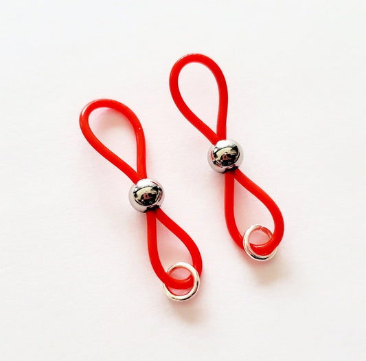 Red Non-Pierced Nipple Noose Lingerie Jewelry, Fake Nipple Rings