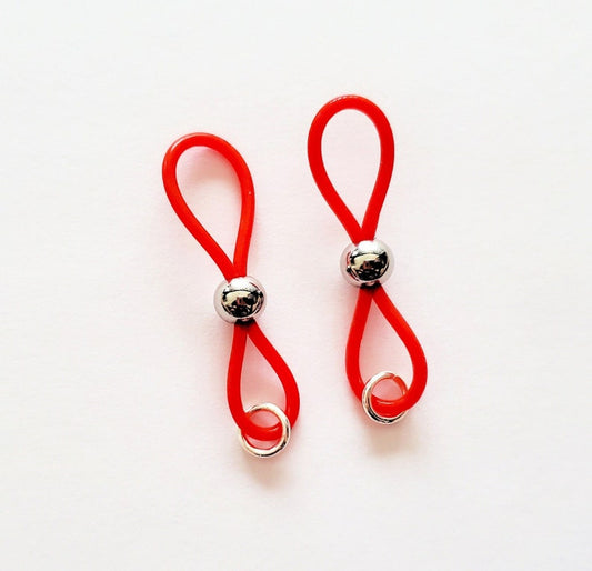 Red Non-Pierced Nipple Noose Lingerie Jewelry, Fake Nipple Rings