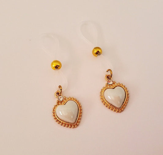 Heart Non-Pierced Nipple Rings, Fake Nipple Noose BDSM Lingerie Jewelry