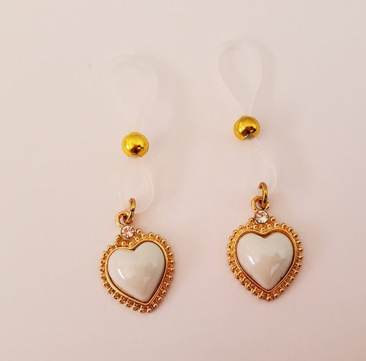 Heart Non-Pierced Nipple Rings, Fake Nipple Noose BDSM Lingerie Jewelry