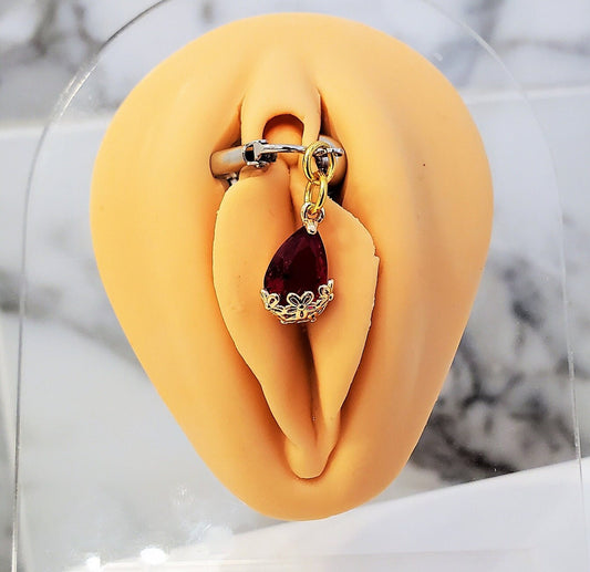 Red Crystal Clit/Labia Clip On Pussy Jewelry