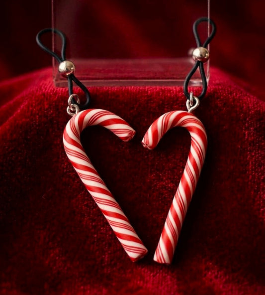 X-Mas Candy Cane Nipple Nooses, Sexy Christmas Lingerie Jewelry