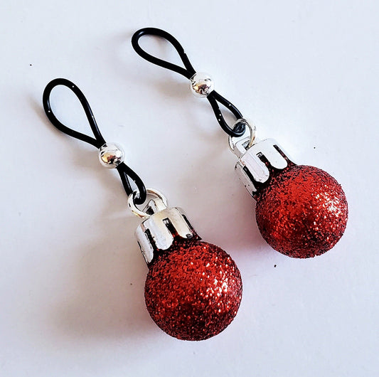 Sexy Christmas Non-pierced Fake Nipple Rings, Erotic X-Mas Nipple Noose Jewelry