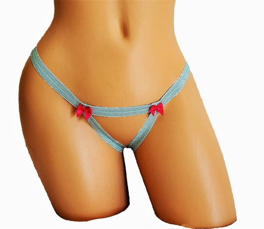 Glitter Crotchless Lingerie Panty, Cute Sparkle Thong