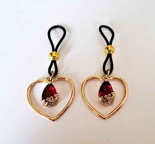 Rhinestone Heart Nipple Rings Non-Pierced