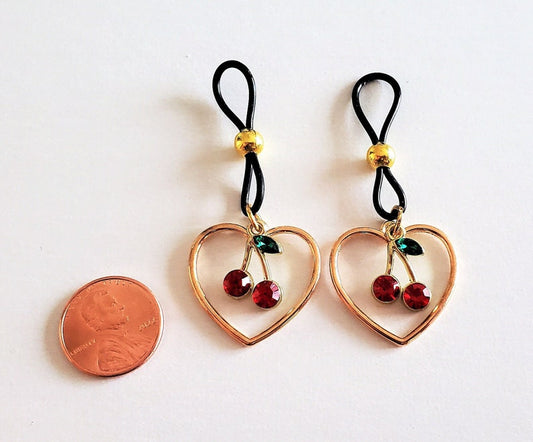 Cherry Heart Non-Pierced Fake Nipple Ring Jewelry