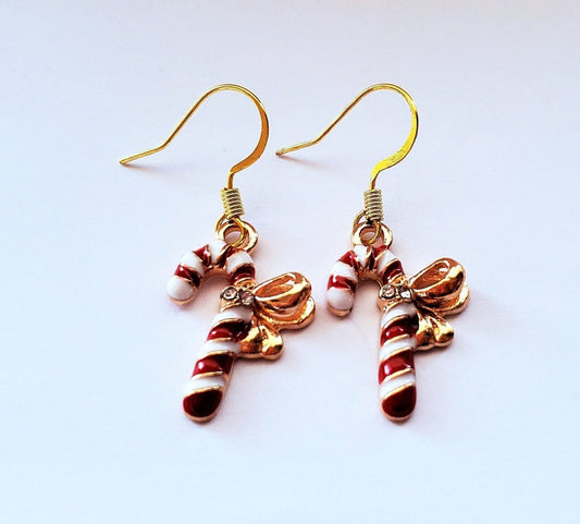 Christmas Candy Cane Earrings Drop Dangle Christmas Jewelry Xmas Earrings
