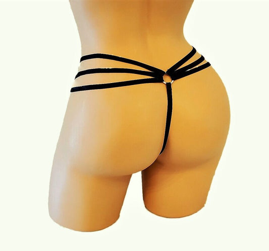 Strappy Bondage Open Crotch Thong Lingerie