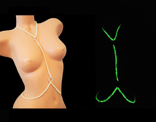 Glow in the Dark Beaded Body Chain Rave Festival Jewelry