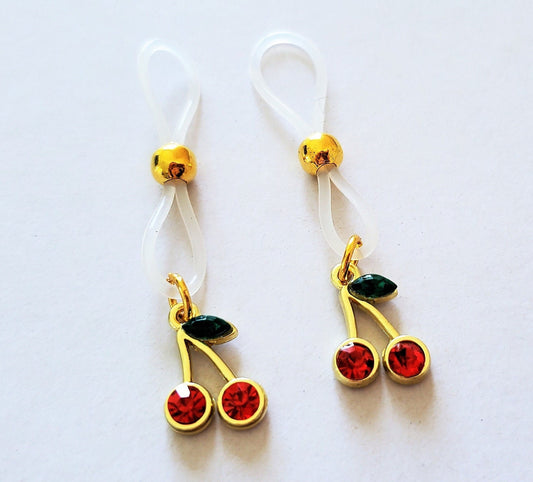 Cherry Rhinestone Nipple Rings, No Piercing Required