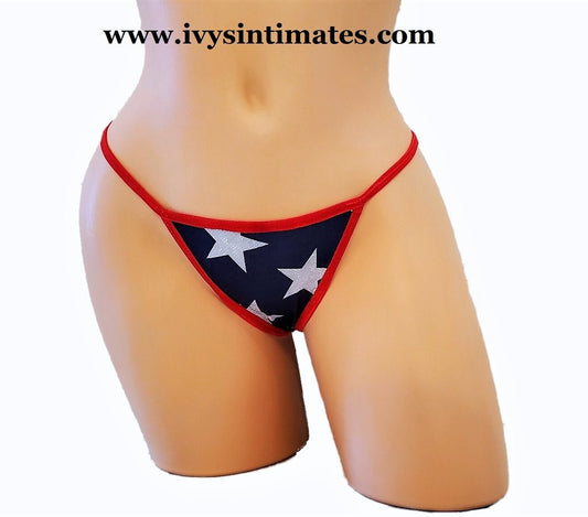 Shiny Foil String Thong Bikini Bottom, Sexy Stars Swimsuit Lingerie Panty