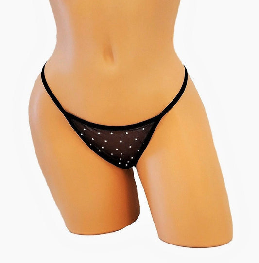 See Through Rhinestone Thong Lingerie Panty