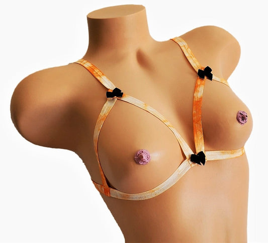 Pumpkin Spice Orange Open Cup Lingerie Bra