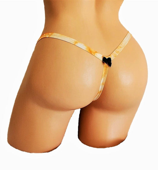 Pumpkin Spice Orange Open Crotch Lingerie Thong Panty