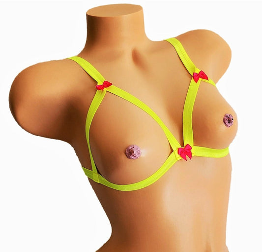 Pink Lemonade Open Cup Chest Harness Lingerie Bra
