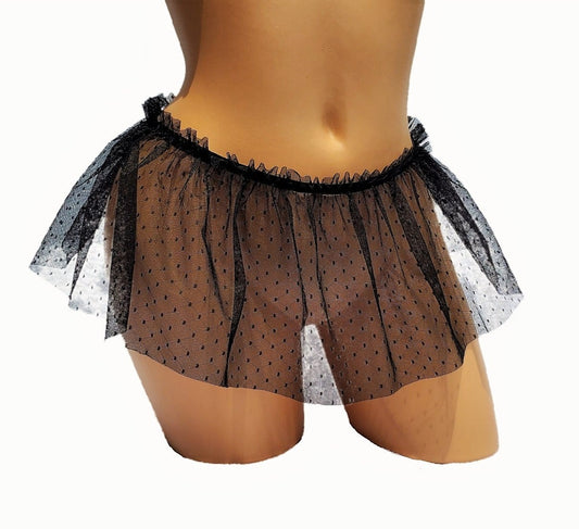 Black See Through Lingerie Skirt, Gothic Mesh Short Skirt